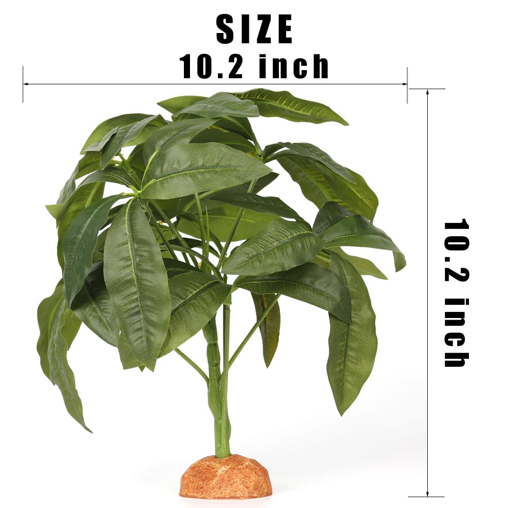 WOLEDOE Fake Green Money Tree Plant, Reptile Decor for Terrarium, Crested Gecko Tank Accessories fit Leopard Gecko Bearded Drago